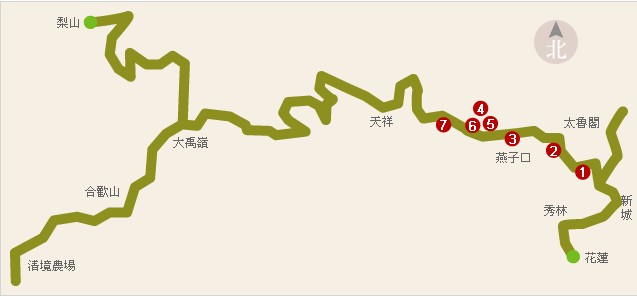 花莲中横公路深度旅游地图